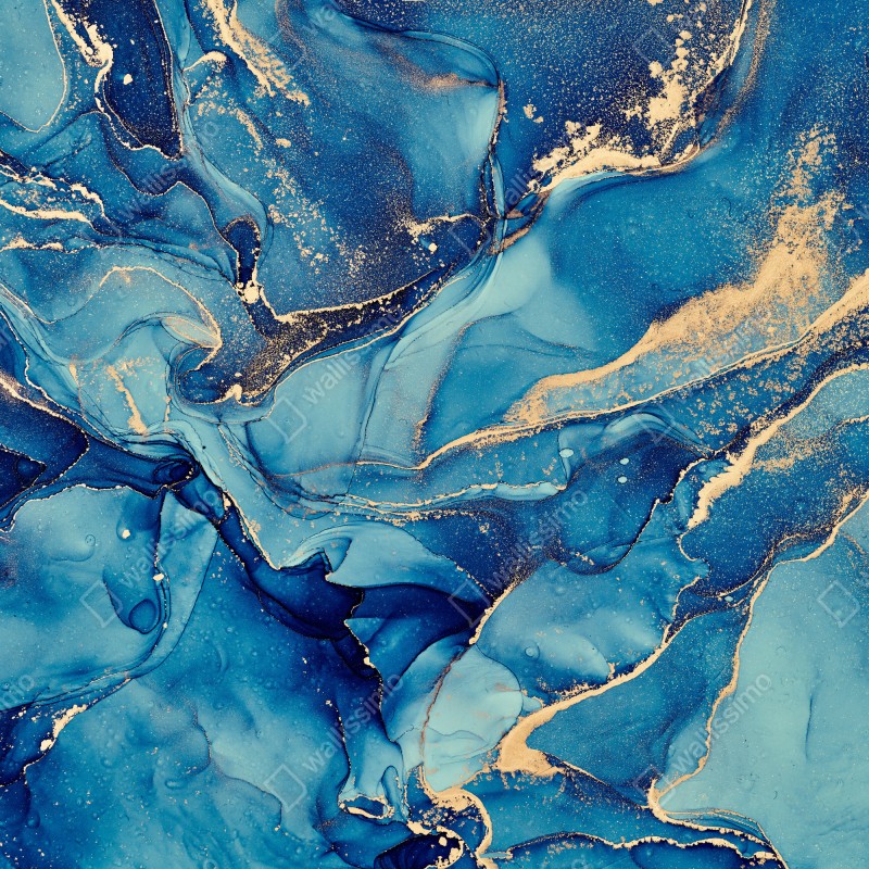 Fototapeta oceaniczny błękit i złote zawirowania – Wallissimo® Fototapeta oceaniczny błękit i złote zawirowania – Wallissimo®