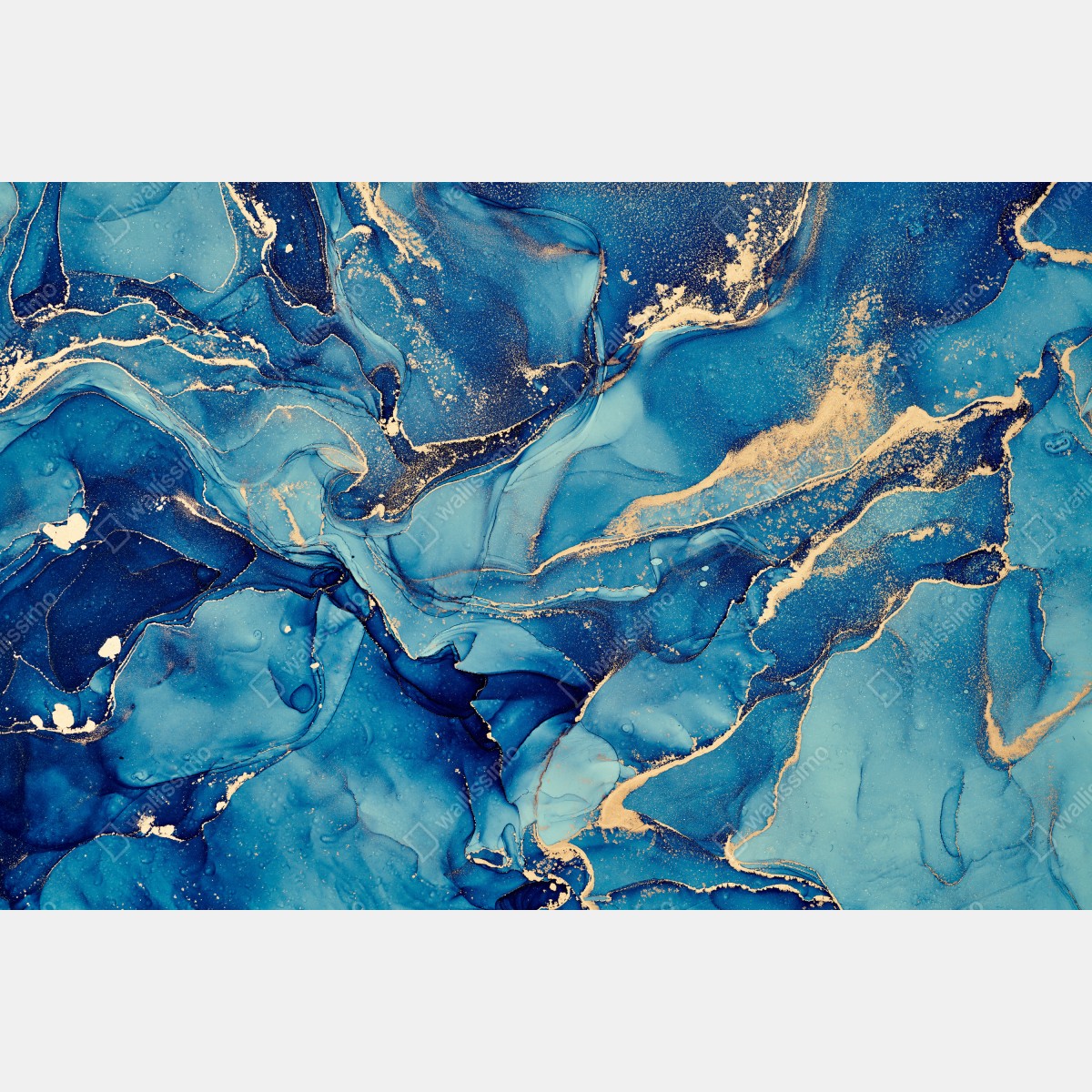 Fototapeta oceaniczny błękit i złote zawirowania – Wallissimo® Fototapeta oceaniczny błękit i złote zawirowania – Wallissimo®