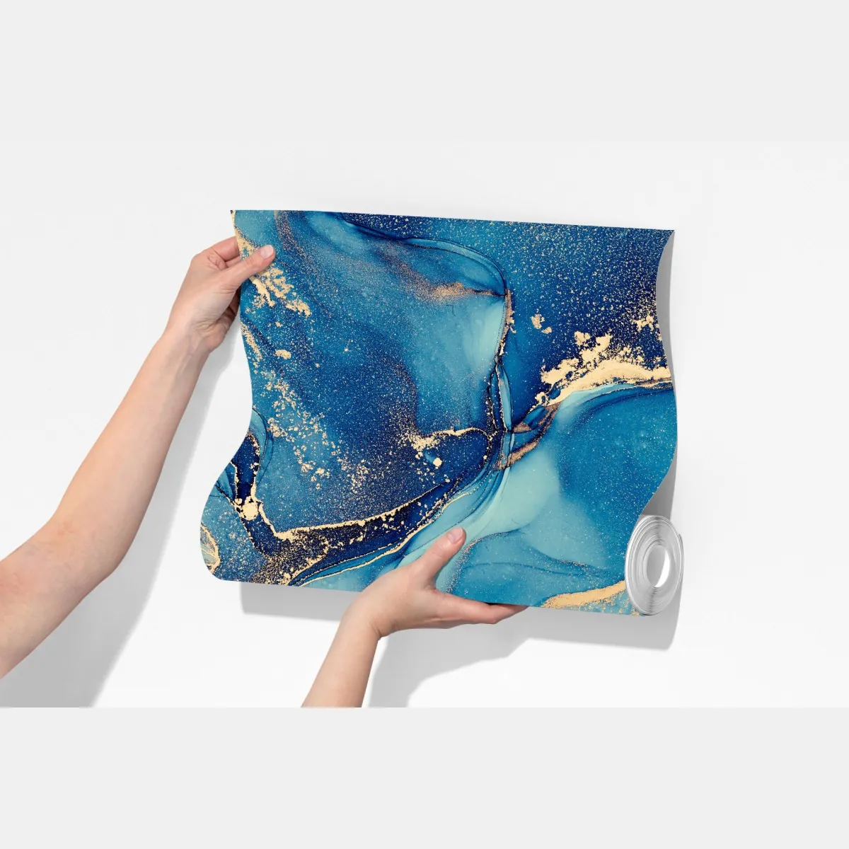 Fototapeta oceaniczny błękit i złote zawirowania – Wallissimo® Fototapeta oceaniczny błękit i złote zawirowania – Wallissimo®