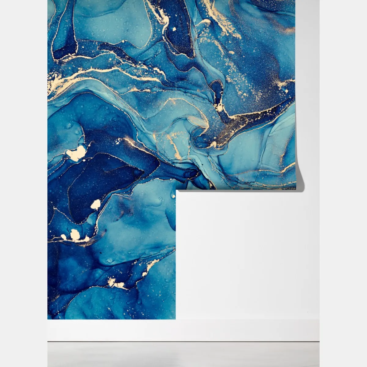 Fototapeta oceaniczny błękit i złote zawirowania – Wallissimo® Fototapeta oceaniczny błękit i złote zawirowania – Wallissimo®