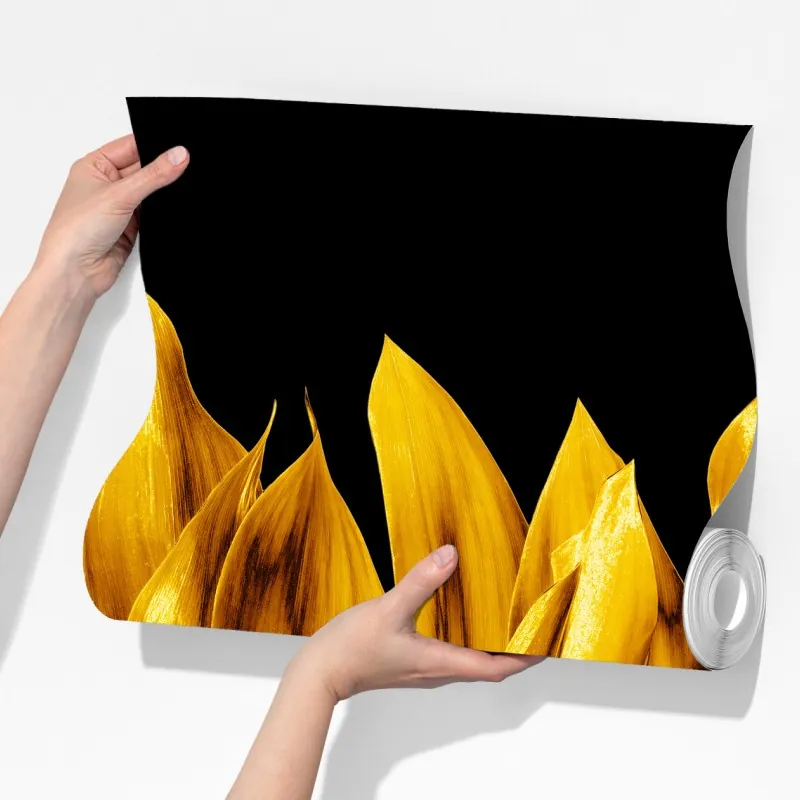 Fototapeta złote liście na czarnym tle – Wallissimo® Fototapeta złote liście na czarnym tle – Wallissimo®