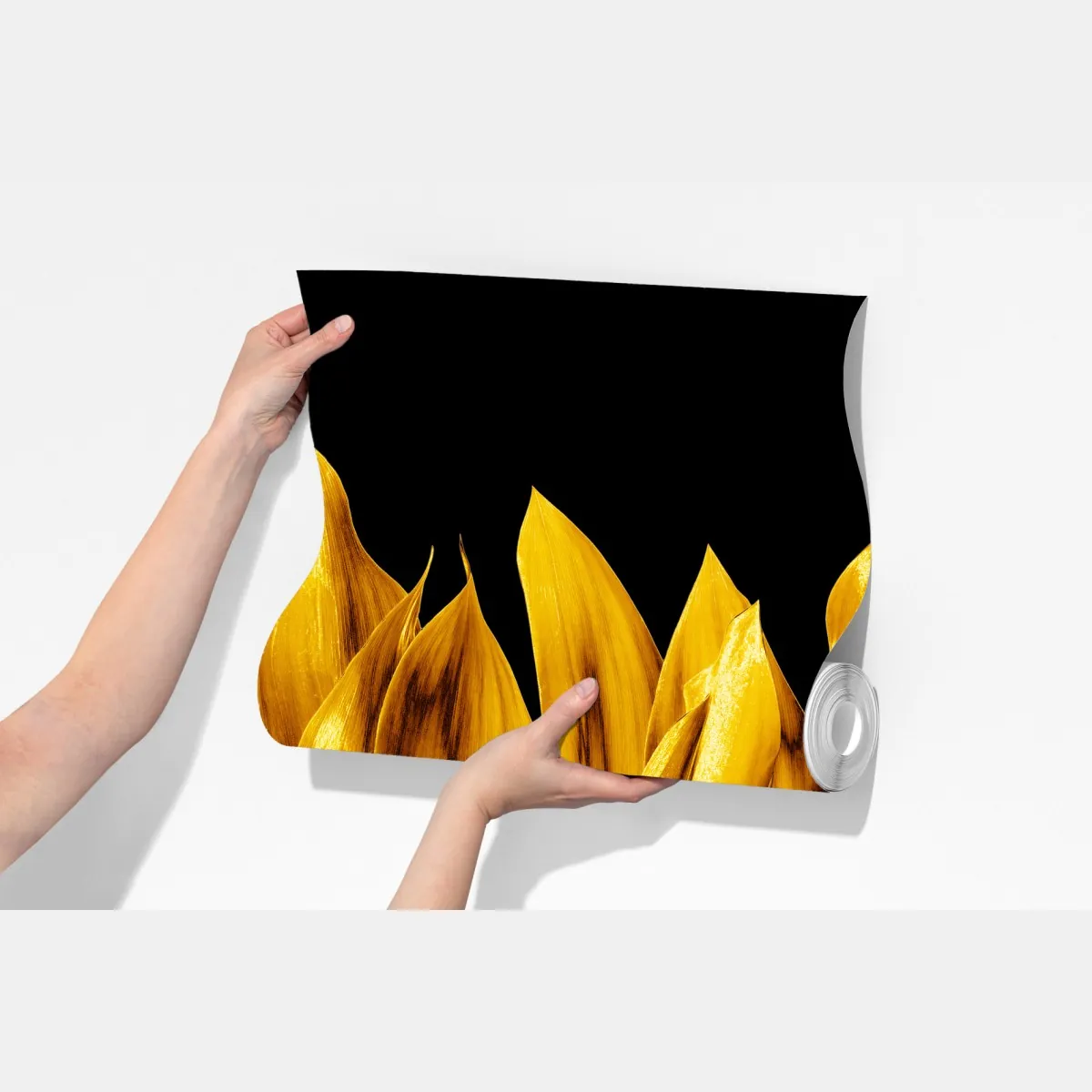 Fototapeta złote liście na czarnym tle – Wallissimo® Fototapeta złote liście na czarnym tle – Wallissimo®