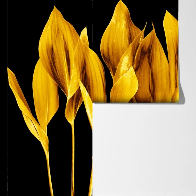 Fototapeta złote liście na czarnym tle – Wallissimo® Fototapeta złote liście na czarnym tle – Wallissimo®