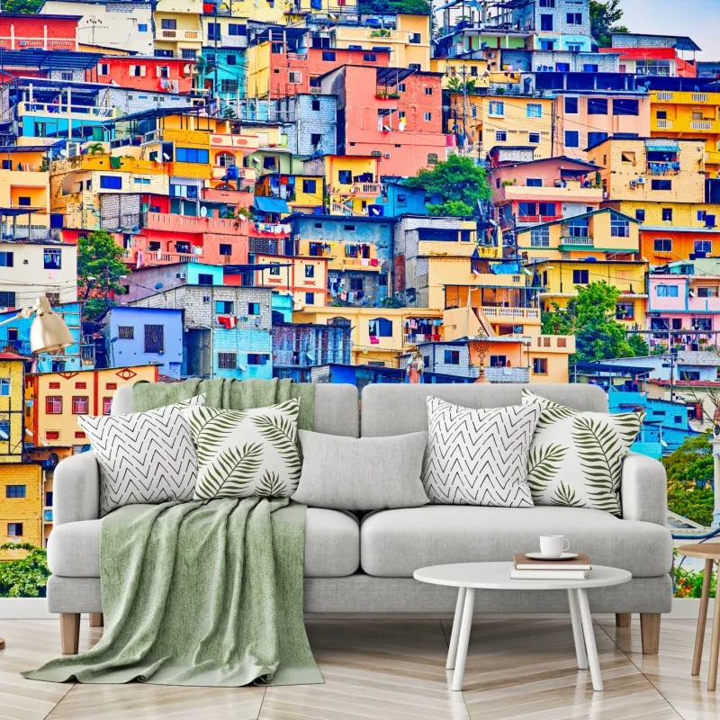 Fototapeta kolorowe domy Las Peñas na wzgórzu Santa Ana, Guayaquil