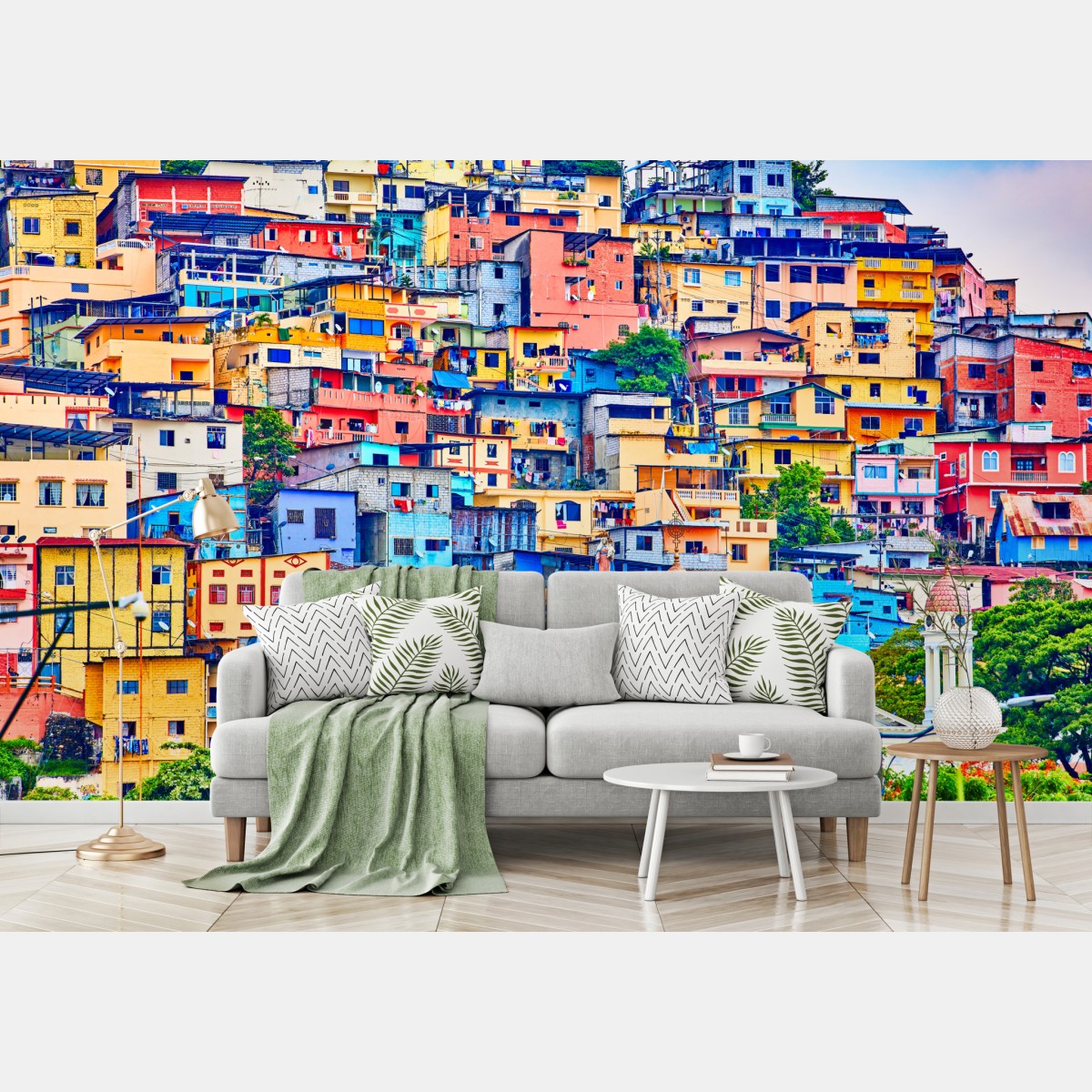 Wall mural colorful houses of Las Peñas on Santa Ana Hill, Guayaquil