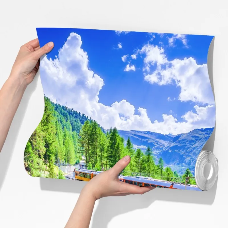 Fototapeta pociąg Gornergrat na alpejskim moście z Matterhornem – Wallissimo® Fototapeta pociąg Gornergrat na alpejskim moście z Matterhornem – Wallissimo®