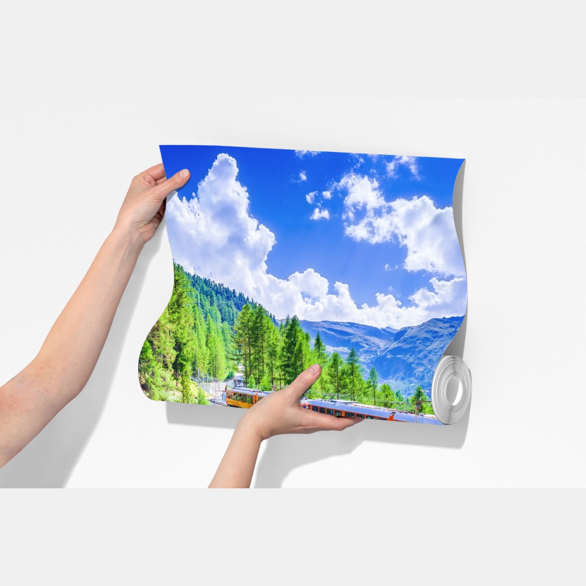 Fototapeta pociąg Gornergrat na alpejskim moście z Matterhornem – Wallissimo® Fototapeta pociąg Gornergrat na alpejskim moście z Matterhornem – Wallissimo®