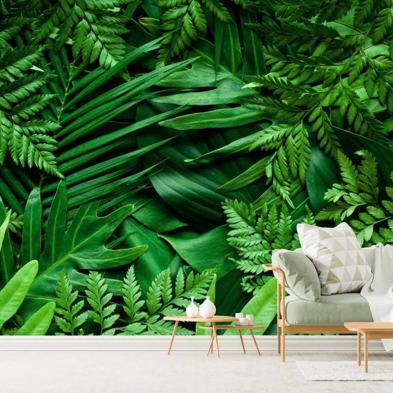 Fototapeta bujny zielony wzór liści – Wallissimo® Fototapeta bujny zielony wzór liści – Wallissimo®