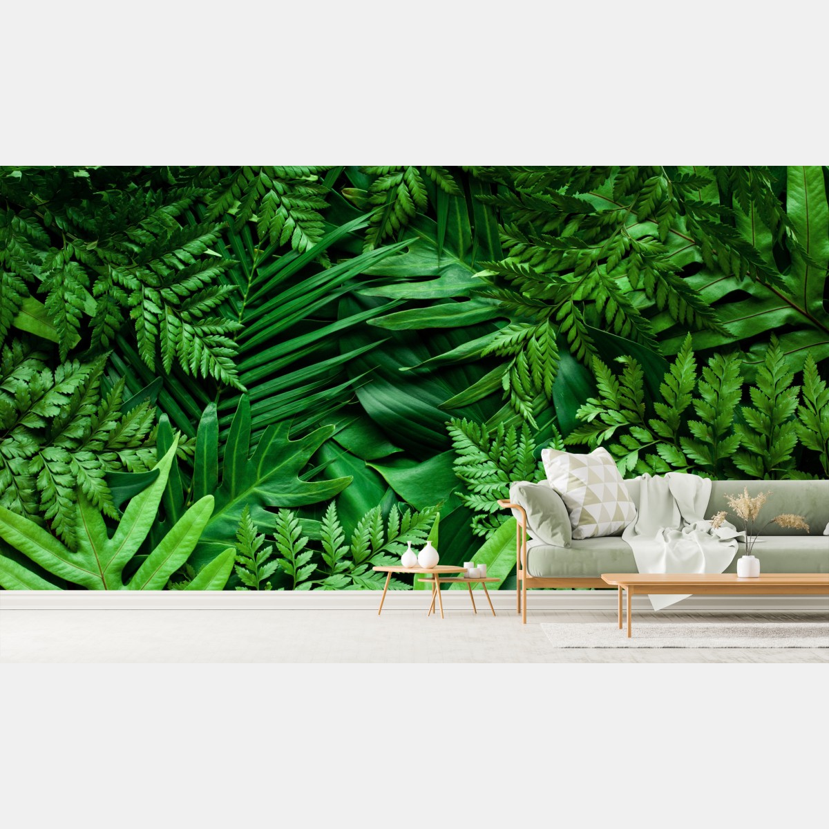 Wall mural lush green foliage pattern
