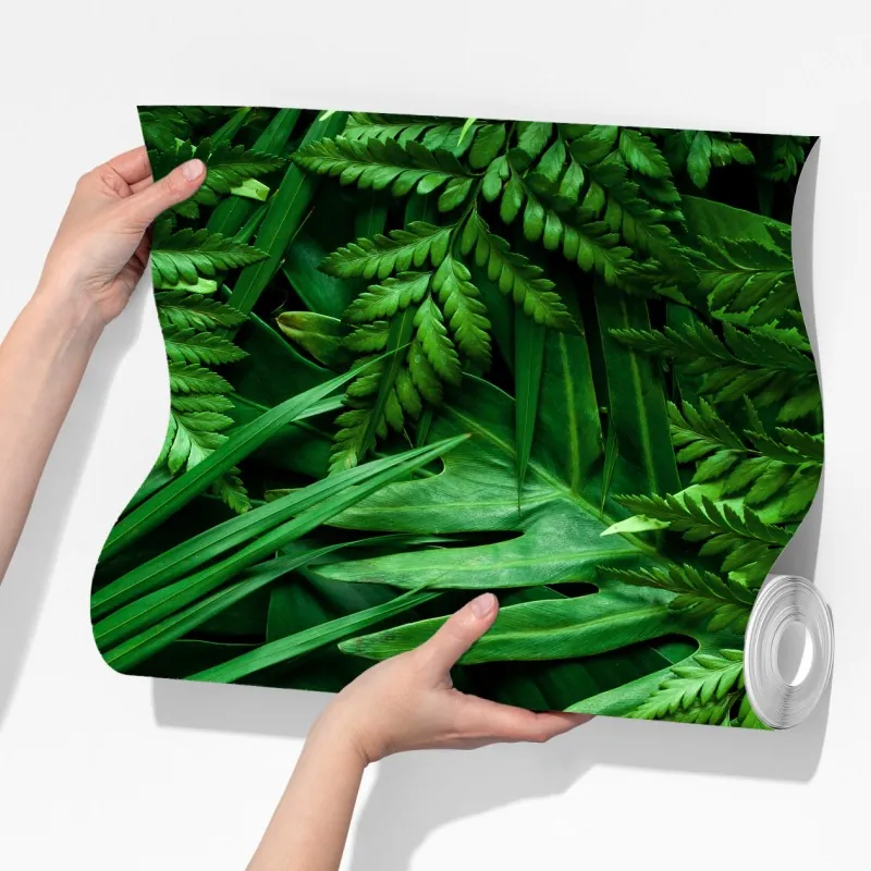 Fototapeta bujny zielony wzór liści – Wallissimo® Fototapeta bujny zielony wzór liści – Wallissimo®