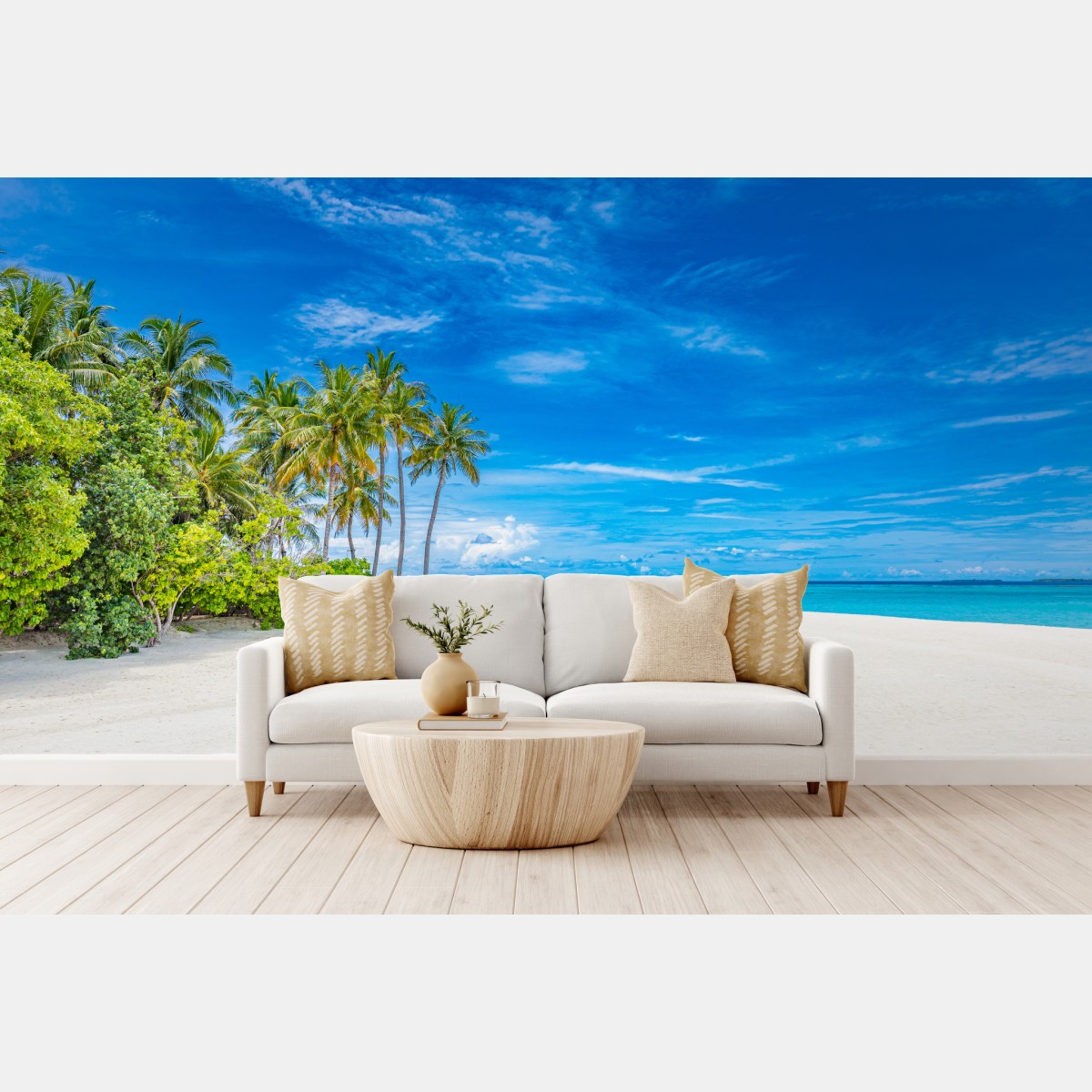 Wall mural tropical beach with palm trees