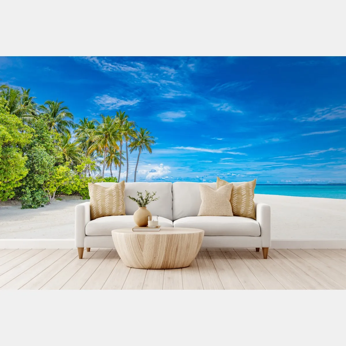 Fototapeta tropikalna plaża z palmami – Wallissimo® Fototapeta tropikalna plaża z palmami – Wallissimo®