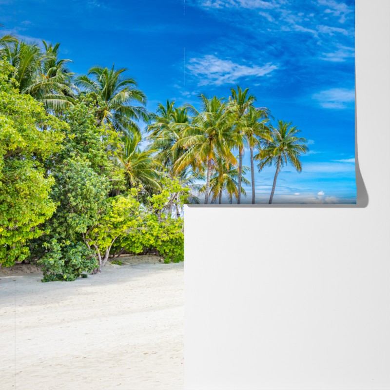 Fototapeta tropikalna plaża z palmami – Wallissimo® Fototapeta tropikalna plaża z palmami – Wallissimo®