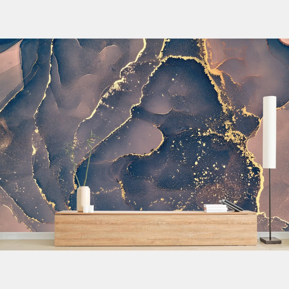 Fototapeta granatowo-złota marmurowa abstrakcja – Wallissimo® Fototapeta granatowo-złota marmurowa abstrakcja – Wallissimo®