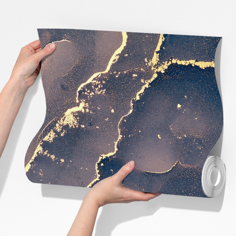 Fototapeta granatowo-złota marmurowa abstrakcja – Wallissimo® Fototapeta granatowo-złota marmurowa abstrakcja – Wallissimo®