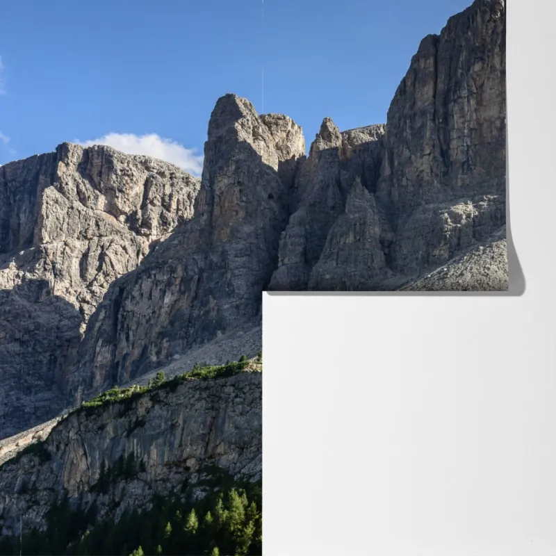 Fototapeta majestatyczne alpejskie szczyty nad zielonymi zboczami – Wallissimo® Fototapeta majestatyczne alpejskie szczyty nad zielonymi zboczami – Wallissimo®