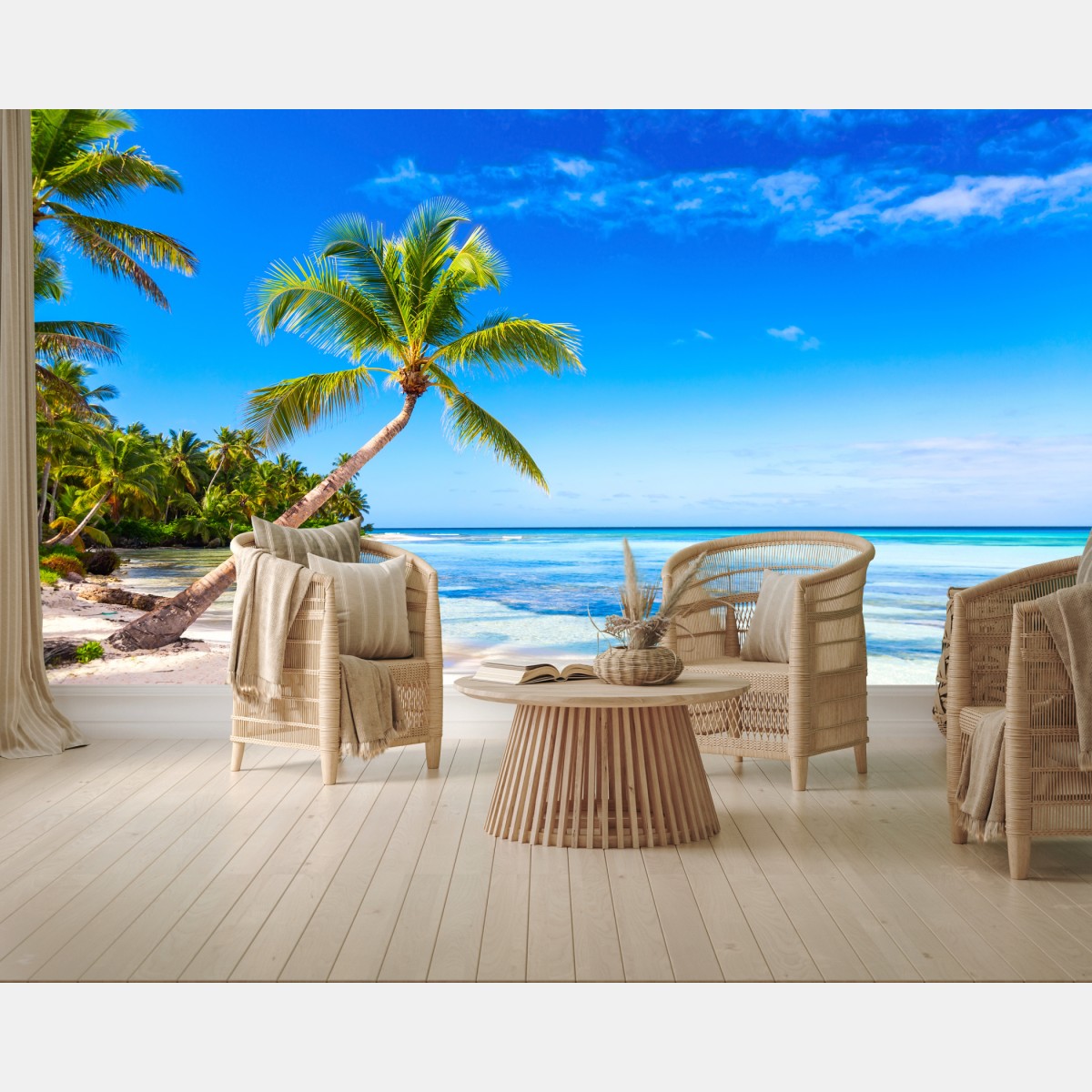 Wall mural tropical palm beach panorama