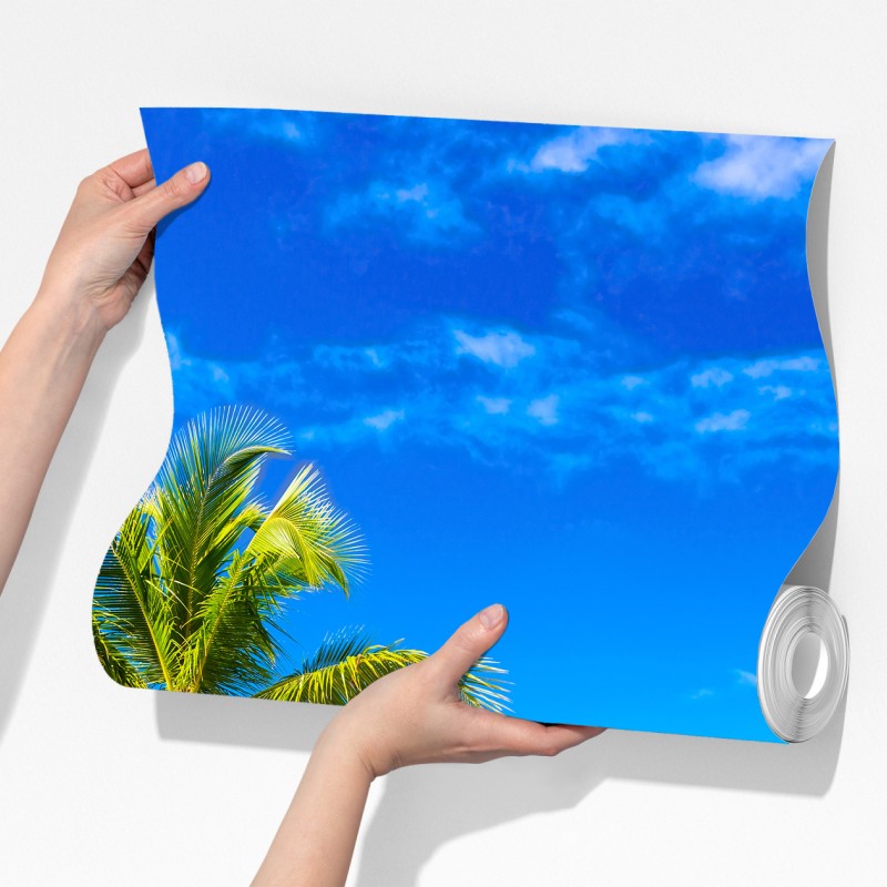 Fototapeta tropikalna plaża z palmą – Wallissimo® Fototapeta tropikalna plaża z palmą – Wallissimo®