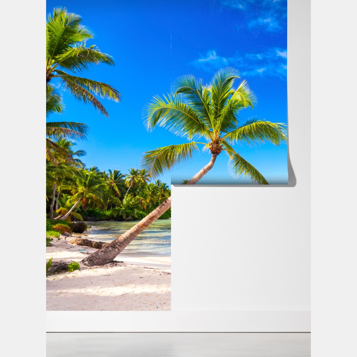 Fototapeta tropikalna plaża z palmą – Wallissimo® Fototapeta tropikalna plaża z palmą – Wallissimo®