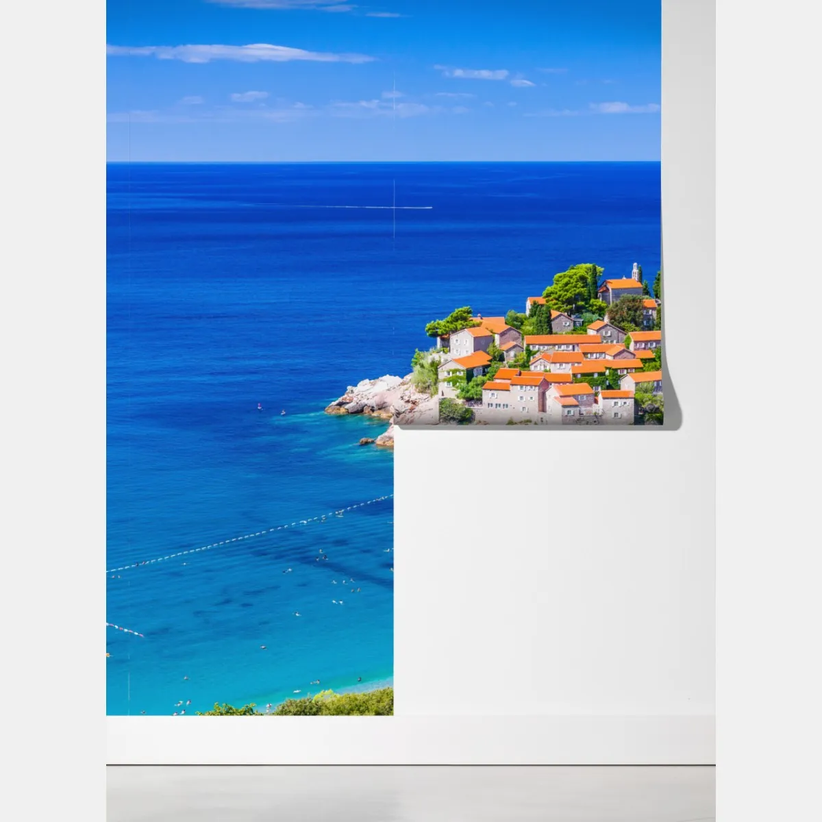 Fototapeta Sveti Stefan, Czarnogóra historyczny kurort na wyspie – Wallissimo® Fototapeta Sveti Stefan, Czarnogóra historyczny kurort na wyspie – Wallissimo®