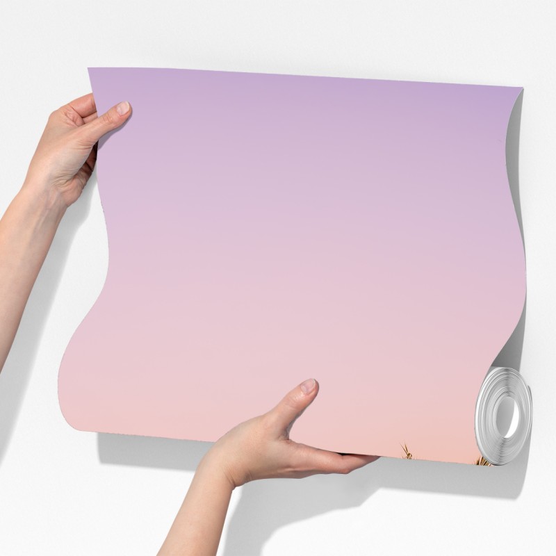 Fototapeta tropikalny zachód słońca z palmami na plaży – Wallissimo® Fototapeta tropikalny zachód słońca z palmami na plaży – Wallissimo®