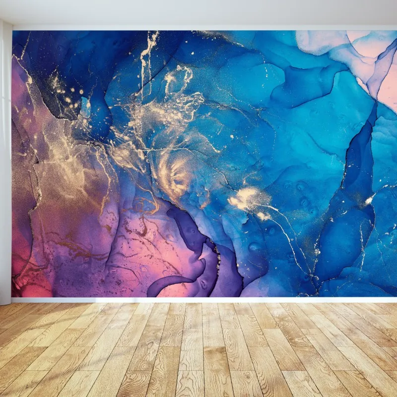 Fototapeta niebieska marmurowa abstrakcja z atramentu alkoholowego