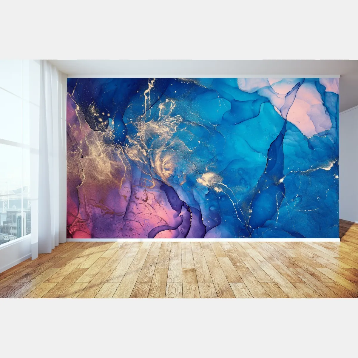 Fototapeta niebieska marmurowa abstrakcja z atramentu alkoholowego – Wallissimo® Fototapeta niebieska marmurowa abstrakcja z atramentu alkoholowego – Wallissimo®