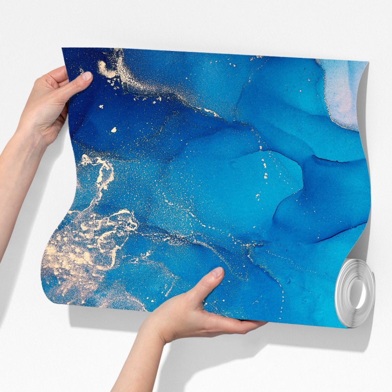 Fototapeta niebieska marmurowa abstrakcja z atramentu alkoholowego – Wallissimo® Fototapeta niebieska marmurowa abstrakcja z atramentu alkoholowego – Wallissimo®