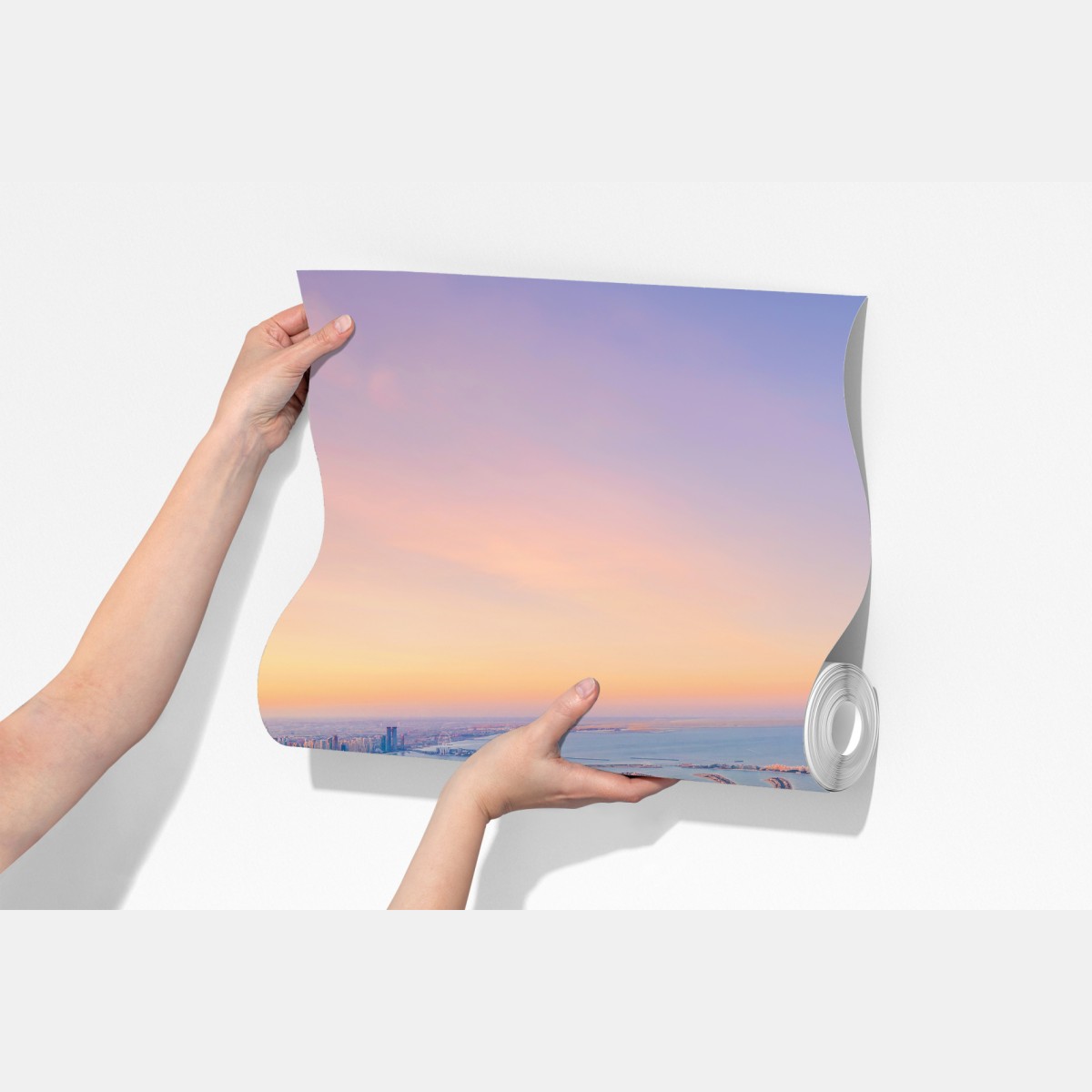 Fototapeta zachód słońca nad Palm Jumeirah widok z lotu ptaka – Wallissimo® Fototapeta zachód słońca nad Palm Jumeirah widok z lotu ptaka – Wallissimo®