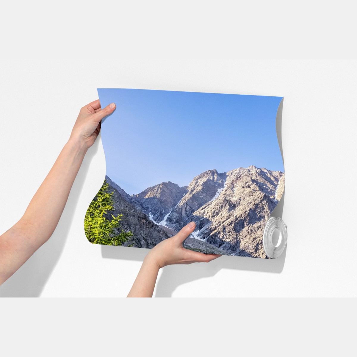 Fototapeta alpejska łąka z górskim strumieniem – Wallissimo® Fototapeta alpejska łąka z górskim strumieniem – Wallissimo®