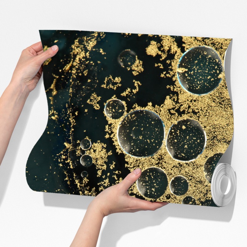 Fototapeta turkusowo-złota abstrakcyjna marmurkowa faktura – Wallissimo® Fototapeta turkusowo-złota abstrakcyjna marmurkowa faktura – Wallissimo®