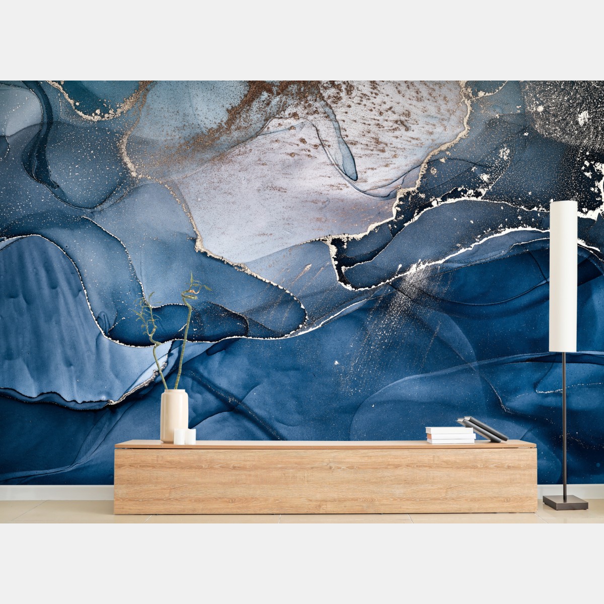 Wall mural deep blue marble abstract