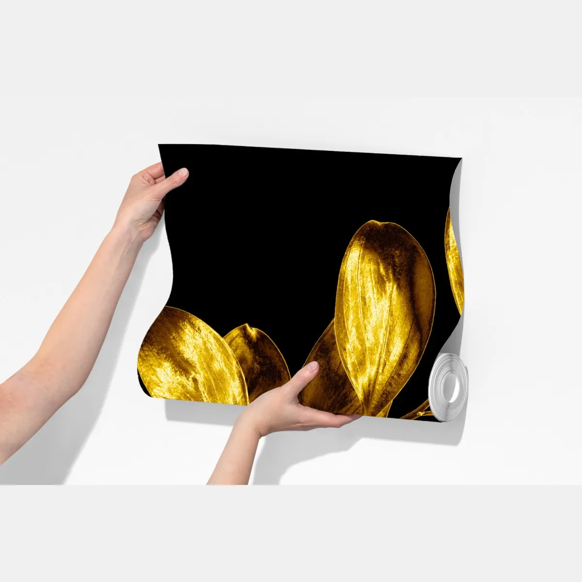 Fototapeta złota gałąź liści na czarnym tle – Wallissimo® Fototapeta złota gałąź liści na czarnym tle – Wallissimo®