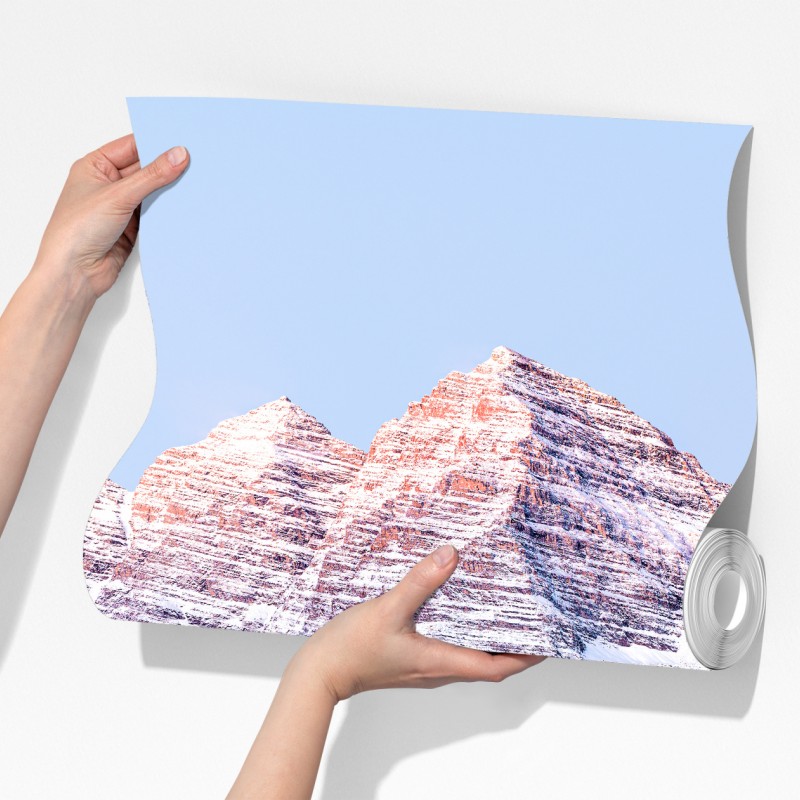 Fototapeta śnieżny poranek w górach nad jeziorem – Wallissimo® Fototapeta śnieżny poranek w górach nad jeziorem – Wallissimo®