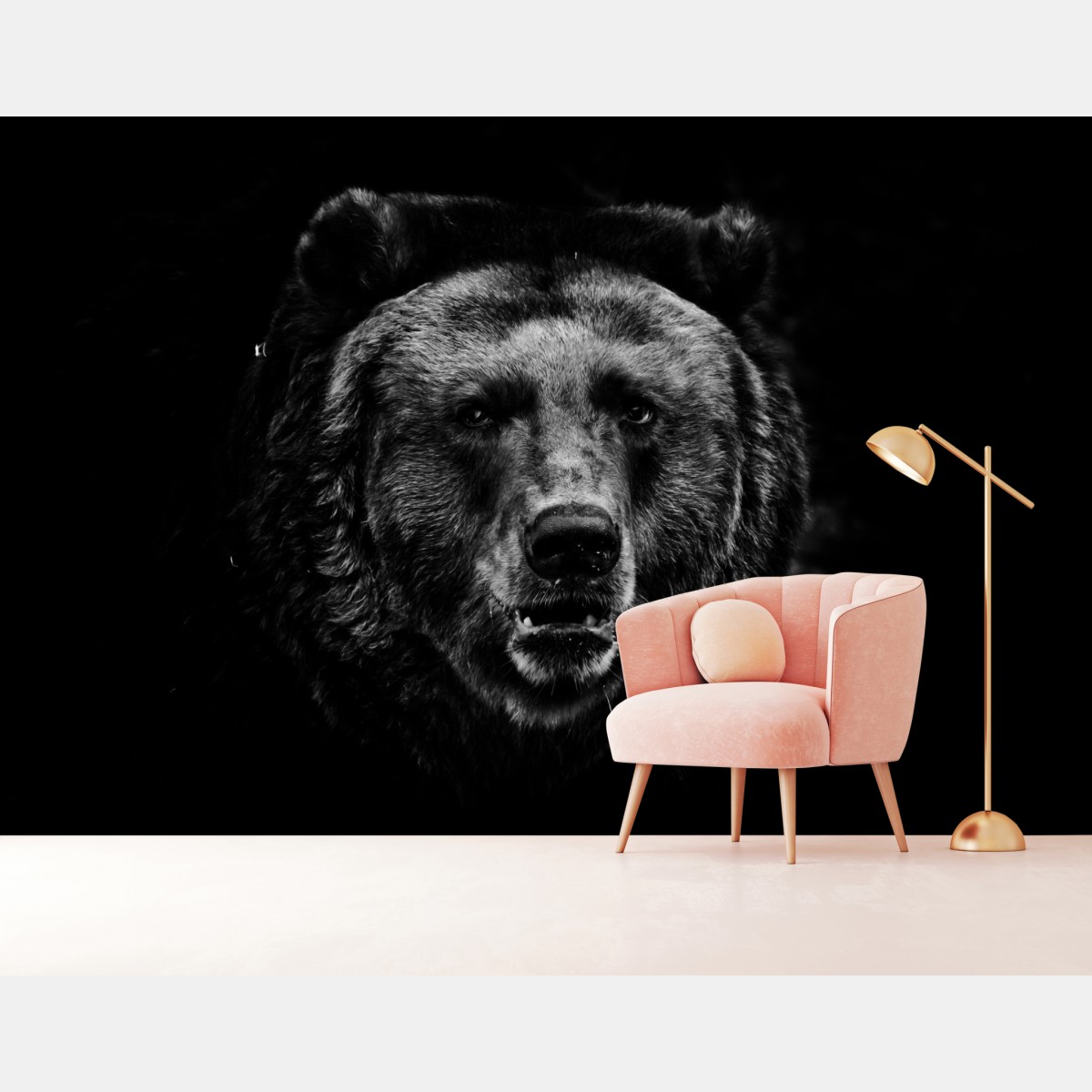 Wall mural moody grizzly bear portrait