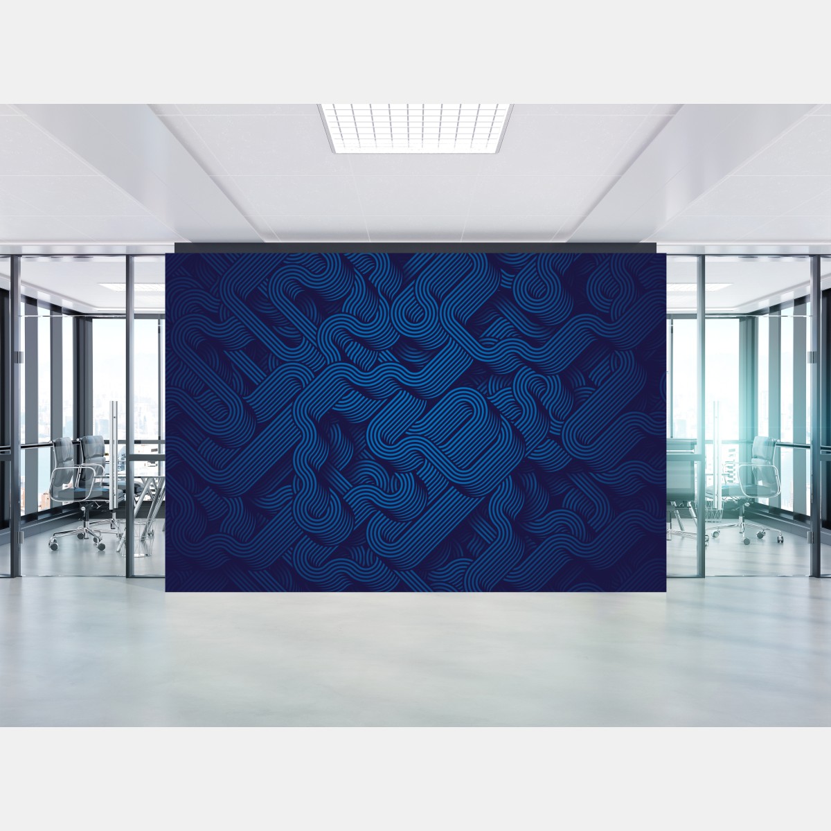 Wall mural deep blue abstract line pattern