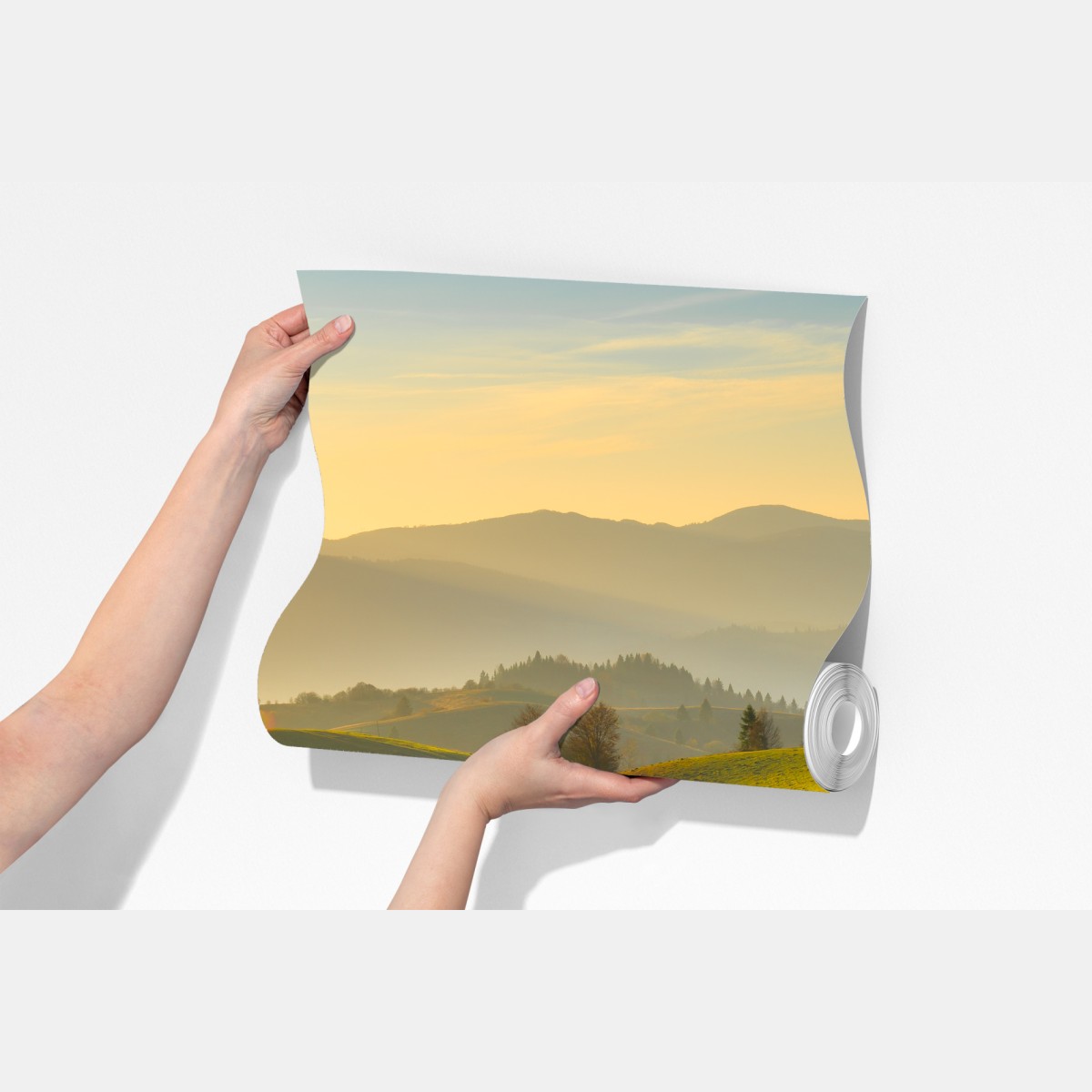 Fototapeta złote jesienne wzgórza o zachodzie słońca – Wallissimo® Fototapeta złote jesienne wzgórza o zachodzie słońca – Wallissimo®