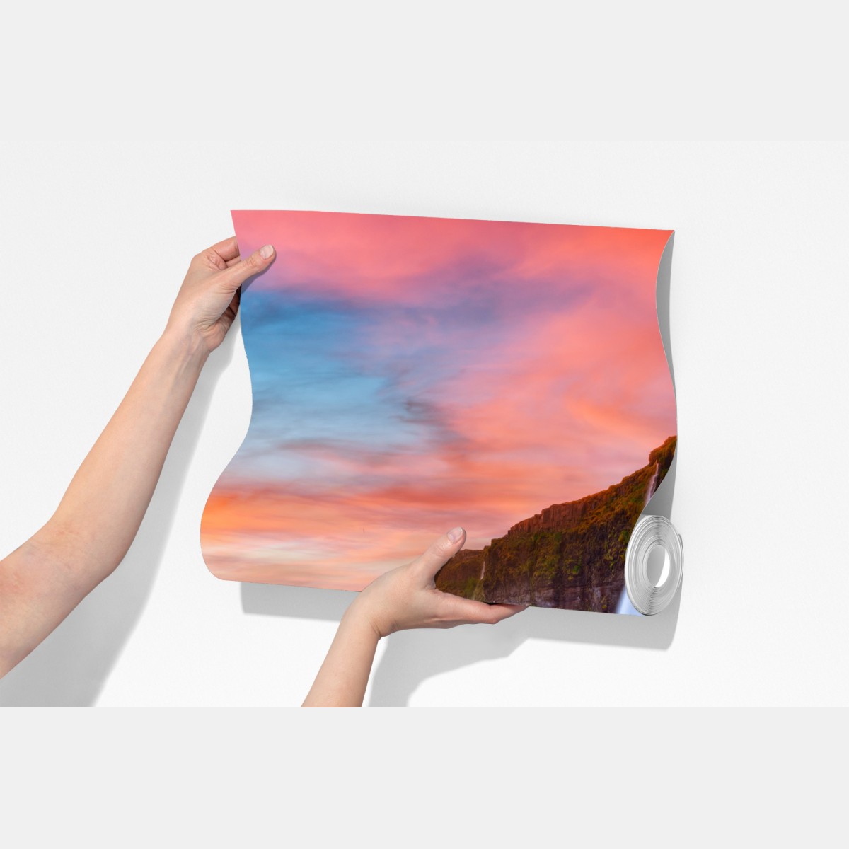 Fototapeta wodospad Seljalandsfoss o zachodzie słońca – Wallissimo® Fototapeta wodospad Seljalandsfoss o zachodzie słońca – Wallissimo®