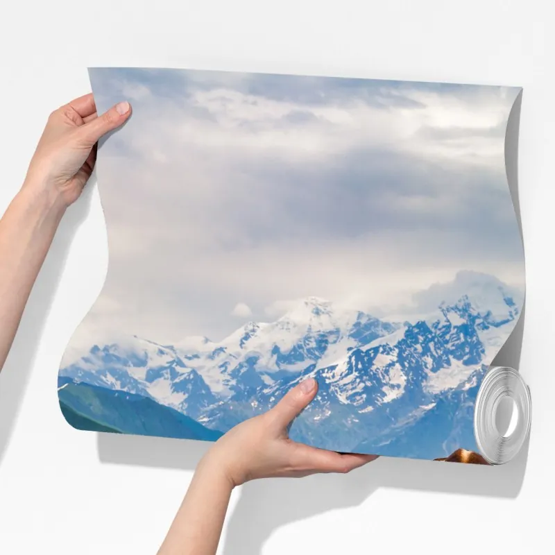 Fototapeta alpejska łąka z pasącymi się krowami – Wallissimo® Fototapeta alpejska łąka z pasącymi się krowami – Wallissimo®