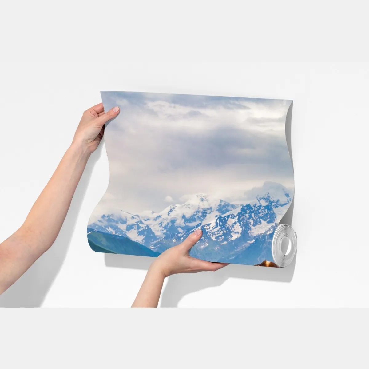 Fototapeta alpejska łąka z pasącymi się krowami – Wallissimo® Fototapeta alpejska łąka z pasącymi się krowami – Wallissimo®