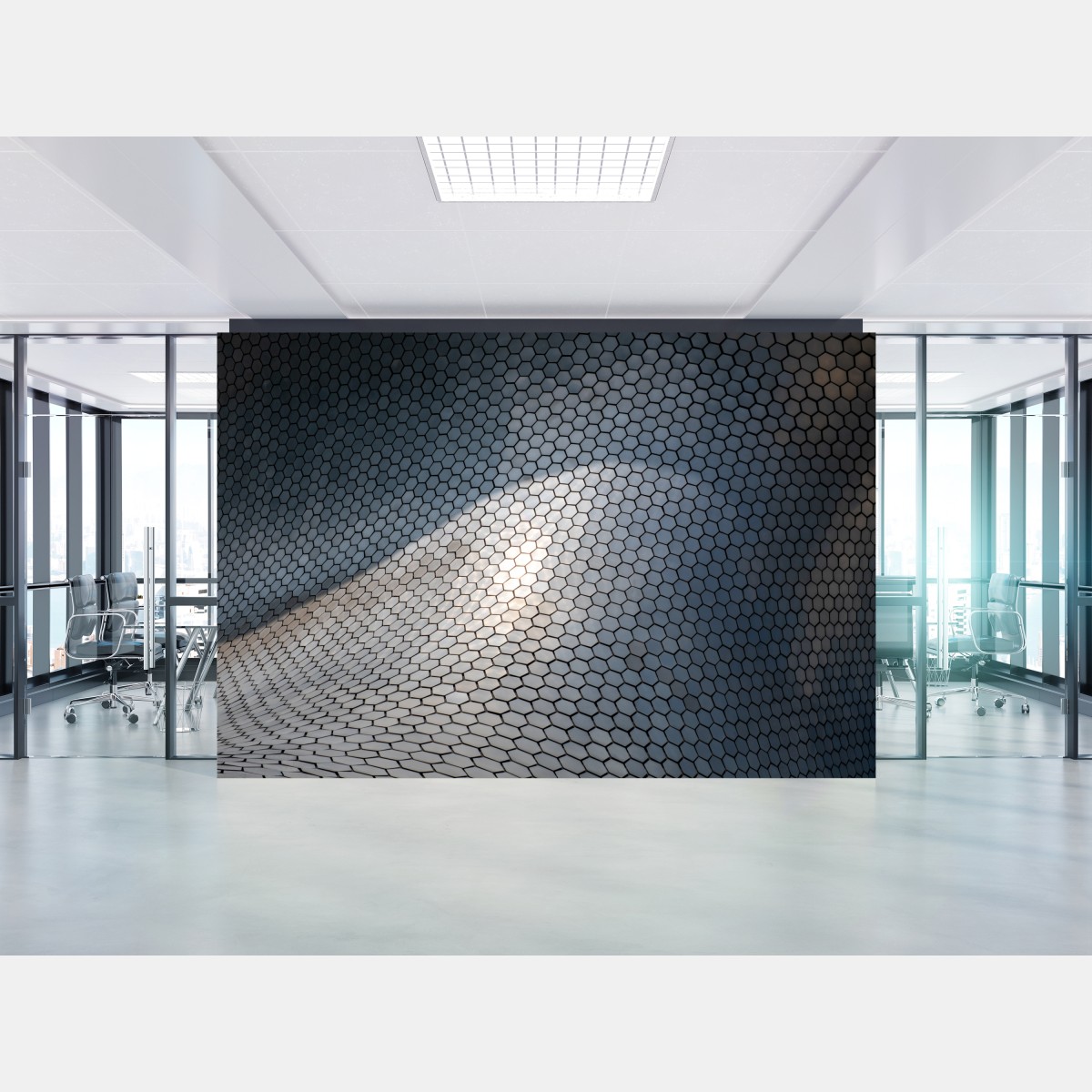 Wall mural metallic hexagon geometric facade