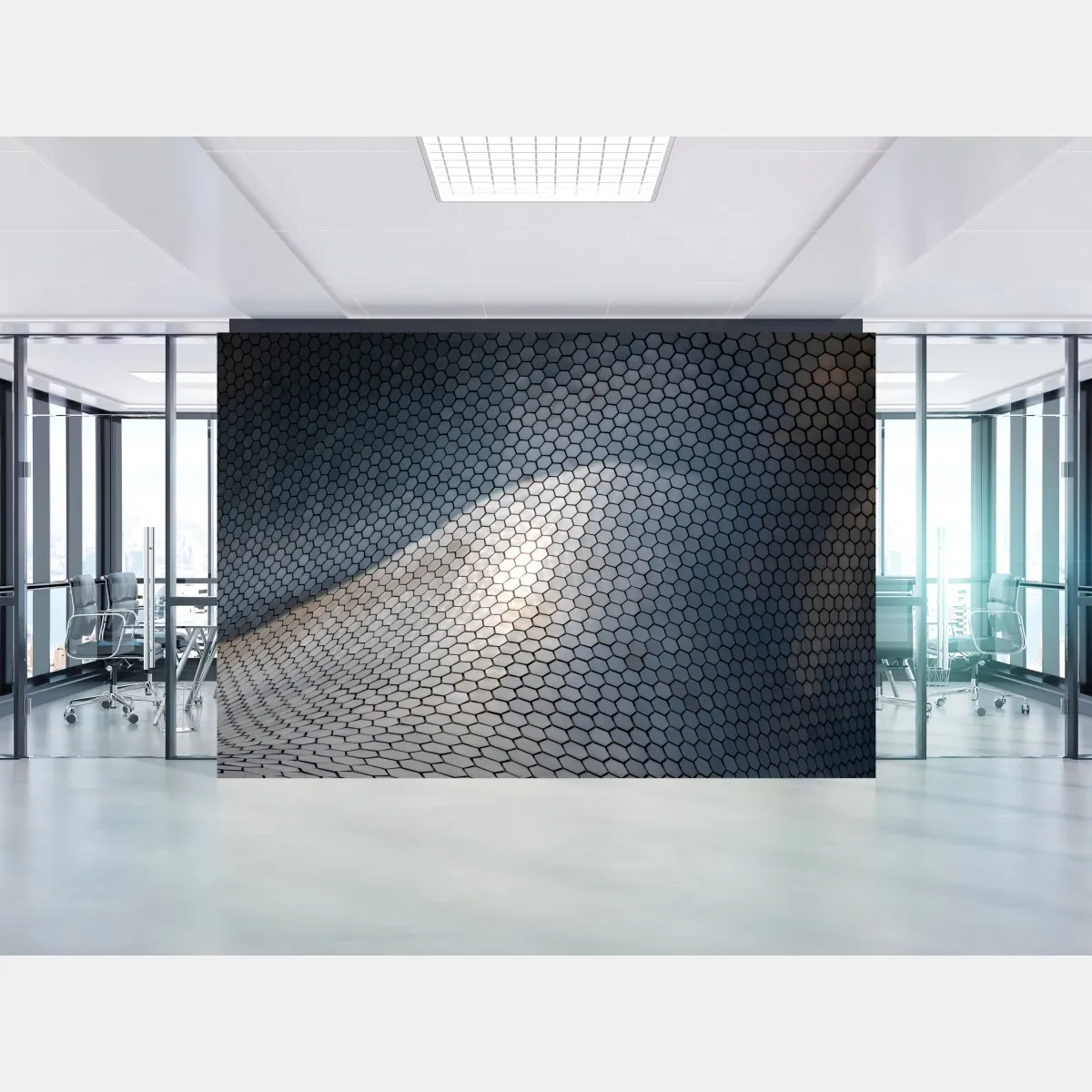 Fototapeta metaliczna heksagonalna elewacja geometryczna – Wallissimo® Fototapeta metaliczna heksagonalna elewacja geometryczna – Wallissimo®