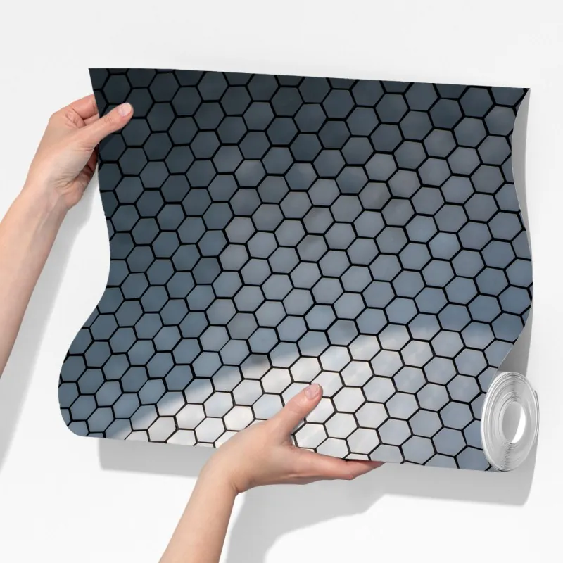 Fototapeta metaliczna heksagonalna elewacja geometryczna – Wallissimo® Fototapeta metaliczna heksagonalna elewacja geometryczna – Wallissimo®