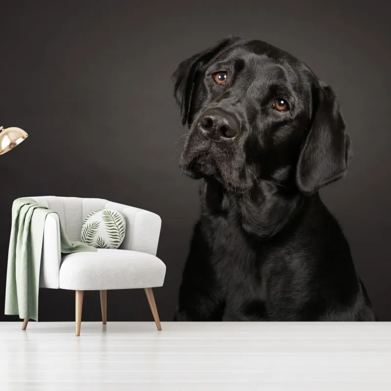 Fototapeta portret studyjny czarnego labradora