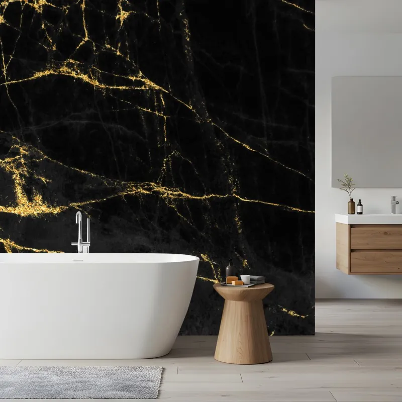 Fototapeta czarny marmur ze złotymi żyłami