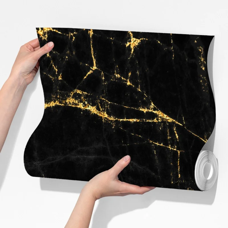 Fototapeta czarny marmur ze złotymi żyłami – Wallissimo® Fototapeta czarny marmur ze złotymi żyłami – Wallissimo®
