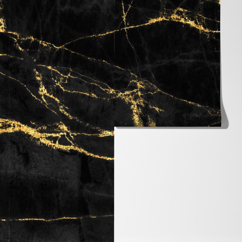 Fototapeta czarny marmur ze złotymi żyłami – Wallissimo® Fototapeta czarny marmur ze złotymi żyłami – Wallissimo®
