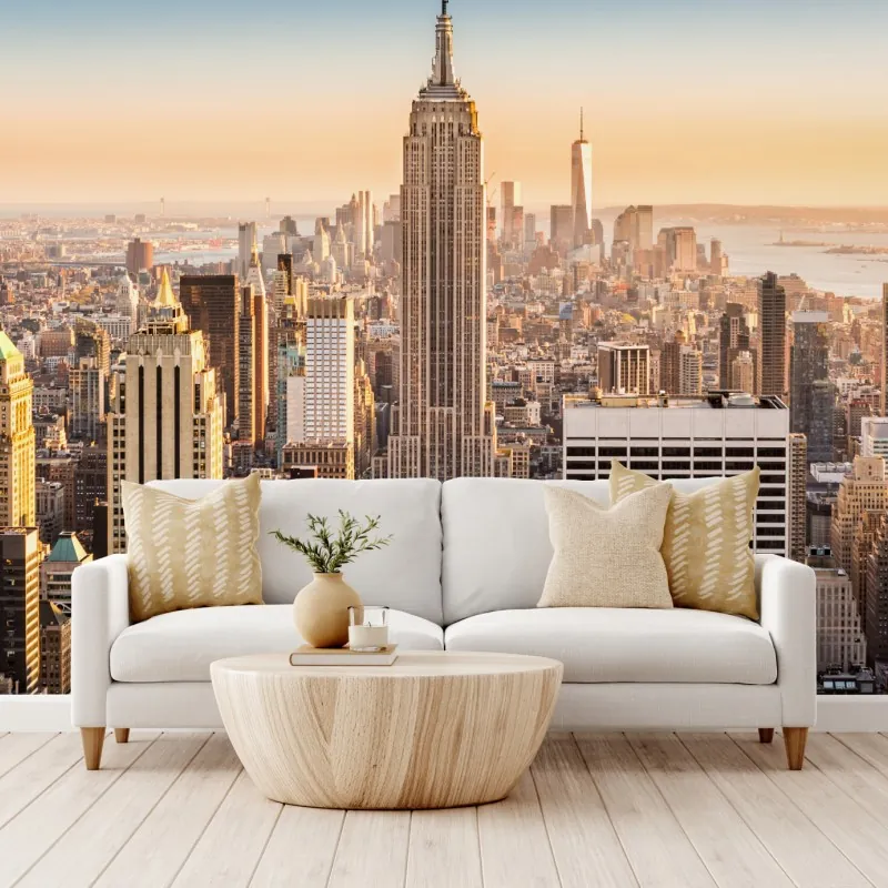 Fototapeta Nowy Jork panorama miasta o zachodzie słońca – Wallissimo® Fototapeta Nowy Jork panorama miasta o zachodzie słońca – Wallissimo®