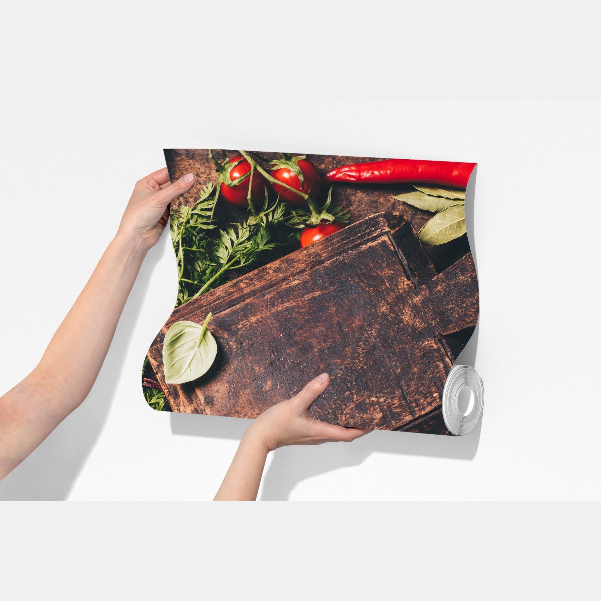 Fototapeta rustykalna kompozycja przypraw i świeżych warzyw – Wallissimo® Fototapeta rustykalna kompozycja przypraw i świeżych warzyw – Wallissimo®