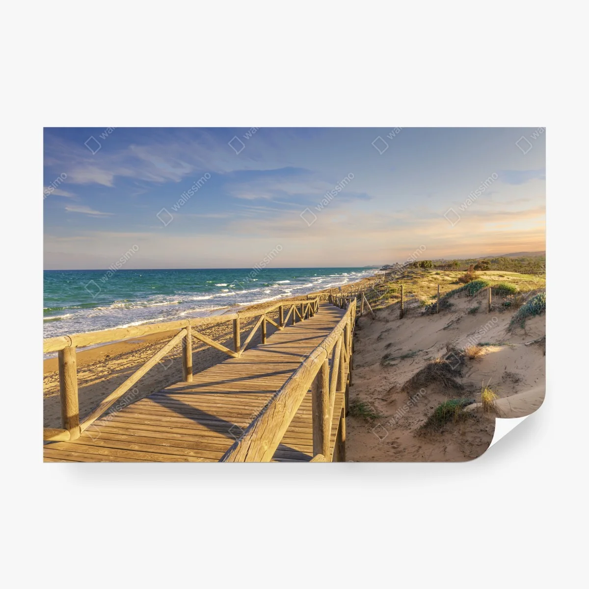 Fototapeta drewniany pomost na plażę w Guardamar – Wallissimo® Fototapeta drewniany pomost na plażę w Guardamar – Wallissimo®